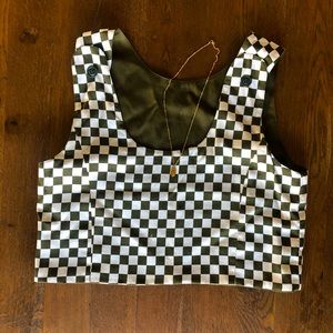 Reversible Checkered Crop Tank